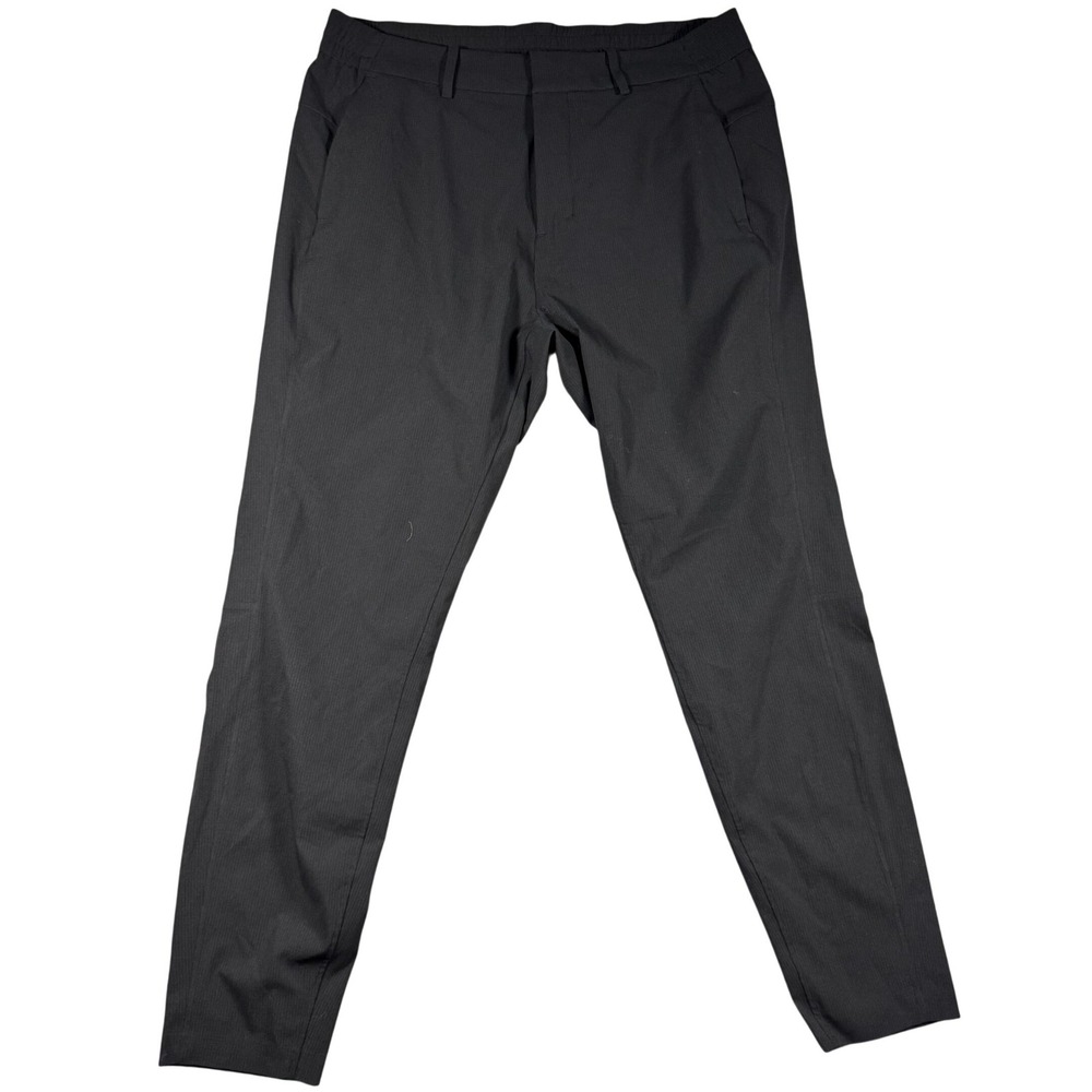Lululemon Mens Black Grid Ripstop Technical Commuter Trousers Pants 32x29 Causal